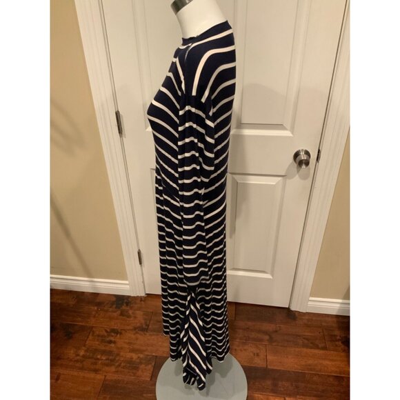 Ella Moss Navy Blue & White Striped Rachel Midi Asymmetrical Dress, Size XL - Picture 5 of 7